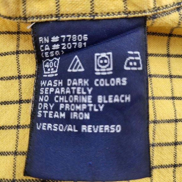 Tommy Hilfiger Men's XXL Button Down Shirt Yellow Plaid Long Sleeve Vintage Y2K - Picture 5 of 8